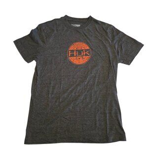 HUK Performance Fishing T-Shirt Dark Gray Short Sleeve Crew Neck Mens Small